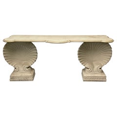 Table console en coquillage, marbre, pierre, début du 20e siècle, fait sur mesure.