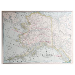 Large Original Antique Map of Alaska, Usa, C.1900
