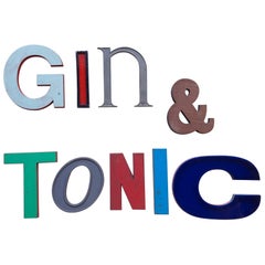 Gin & Tonic Vintage Original Letters, Retro, Shop, Sign, Reclaimed, Signage