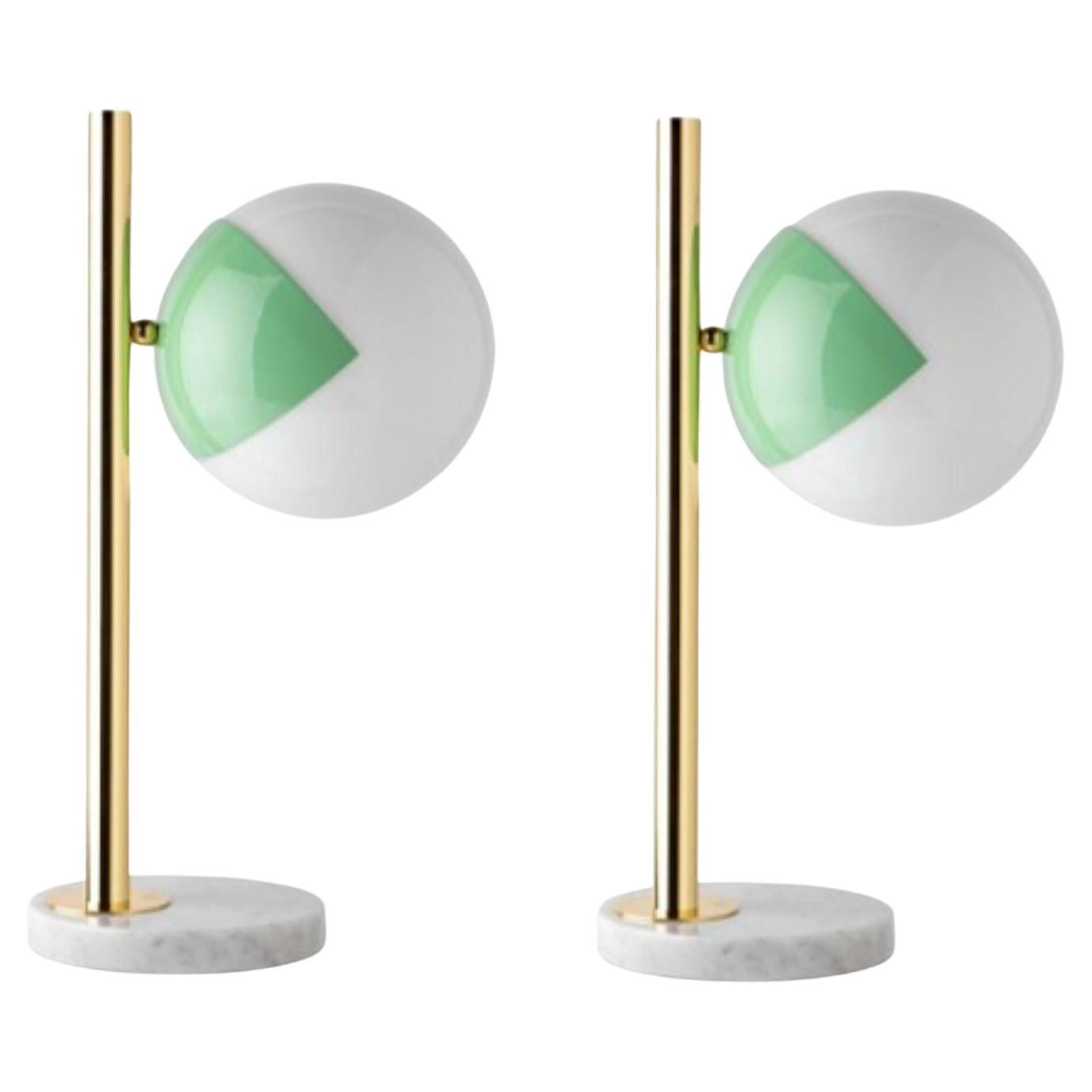 Set aus 2 grünen Tischlampen, dimmbar, Magic Circus Editions im Angebot