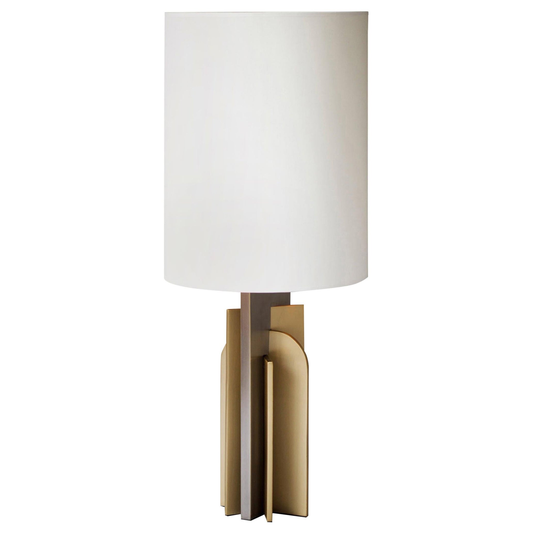 Brass "Icon" Table Lamp, Square in Circle