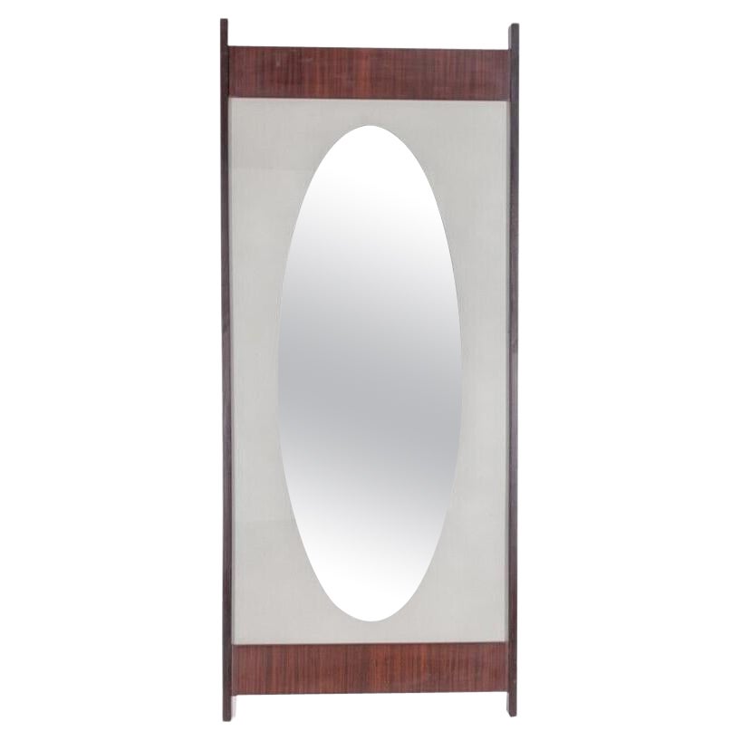 Vintage 60's wall mirror in Rosewood Italian design For Sale