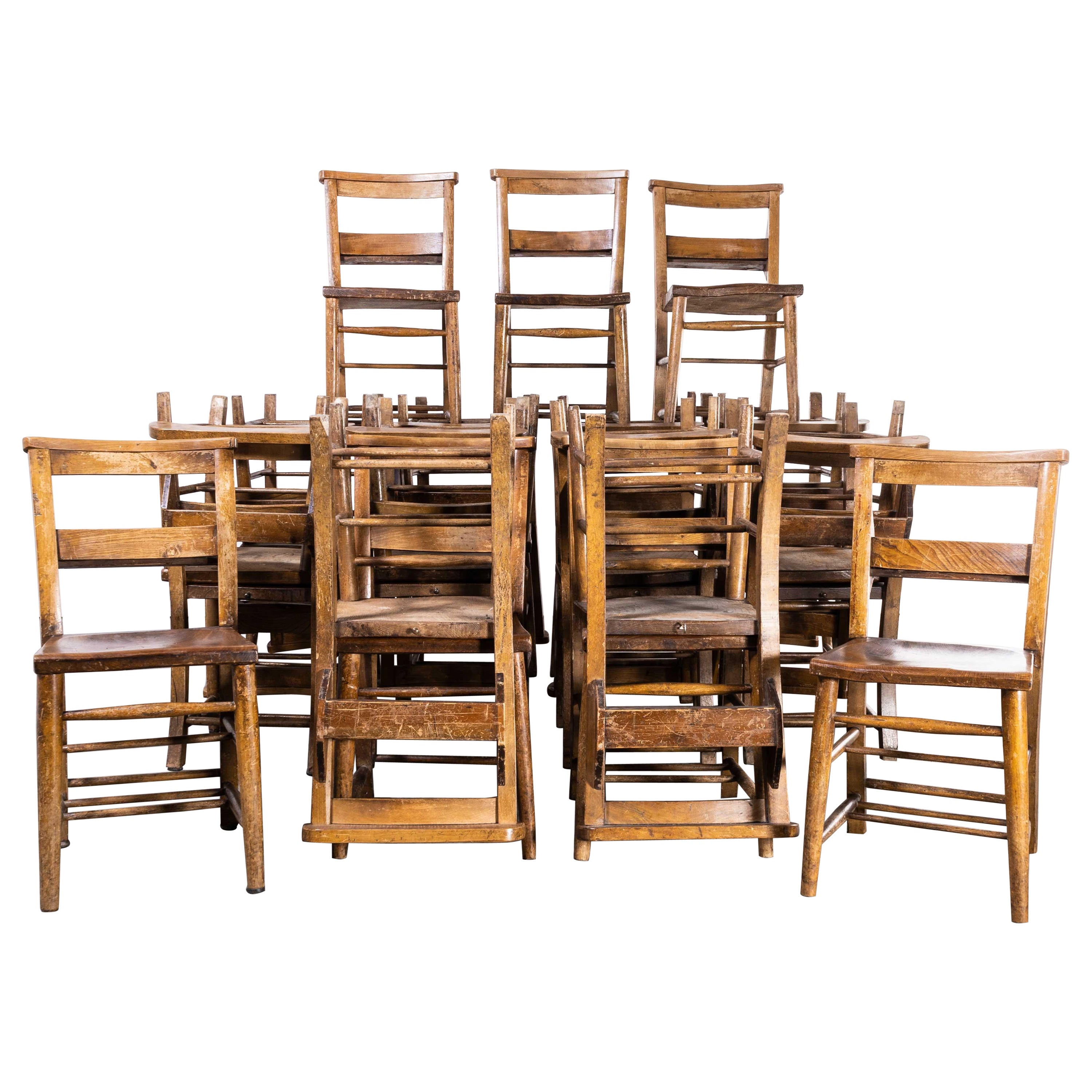 1940's Ash Church, Chapel Dining Chairs, Large Quantities Available