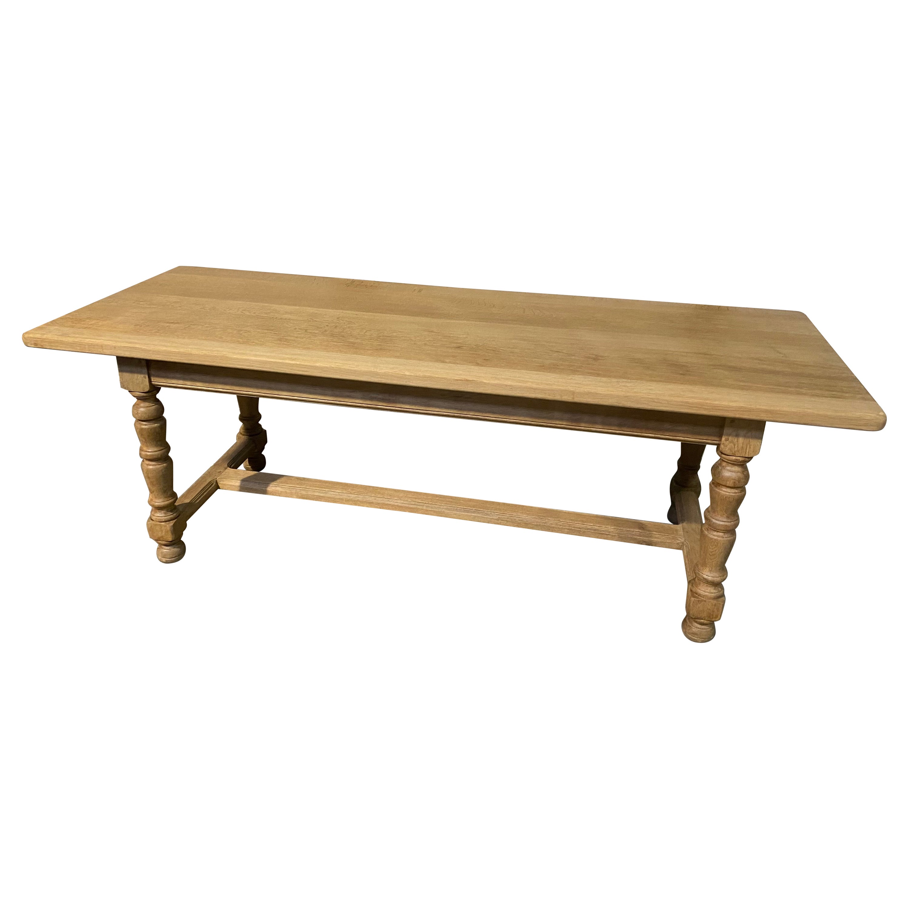 French Bleached Oak Farmhouse Dining Table at 1stDibs
