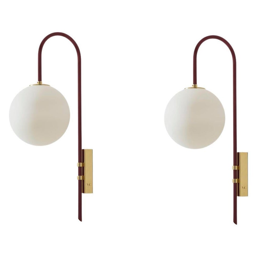 Set of 2 Red Brass Wall Lamp 06 by Magic Circus Editions For Sale