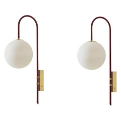 Set of 2 Red Brass Wall Lamp 06 by Magic Circus Editions