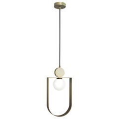 Bronze Sphere in Stadium Pendant Light by Square in Circle