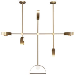 Brass "Sphere and Cut Circle" Pendant Lamp, Square in Circle