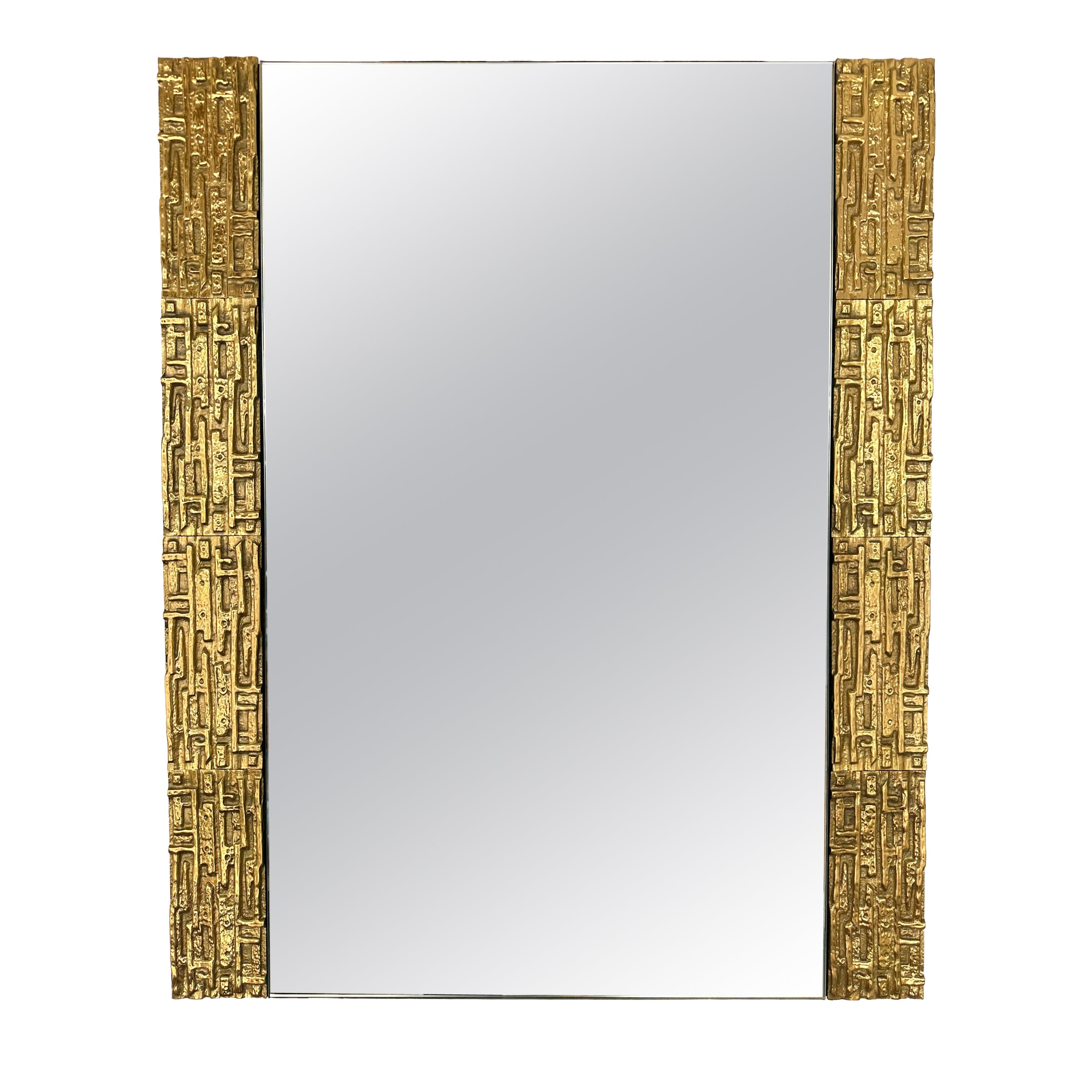 Gilt Brass Sculpture Mirror by Luciano Frigerio, Italy, 1970s For Sale