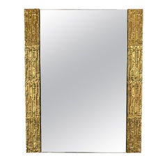 Gilt Brass Sculpture Mirror by Luciano Frigerio, Italy, 1970s