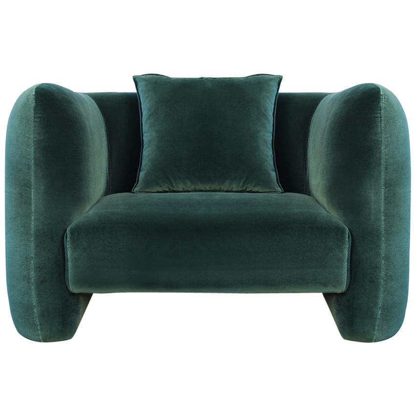 21st Century Designed by Collector Studio Jacob Armchair Fabric Green For Sale