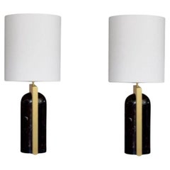 Set of 2 Book Ends Table Lamps by Square in Circle