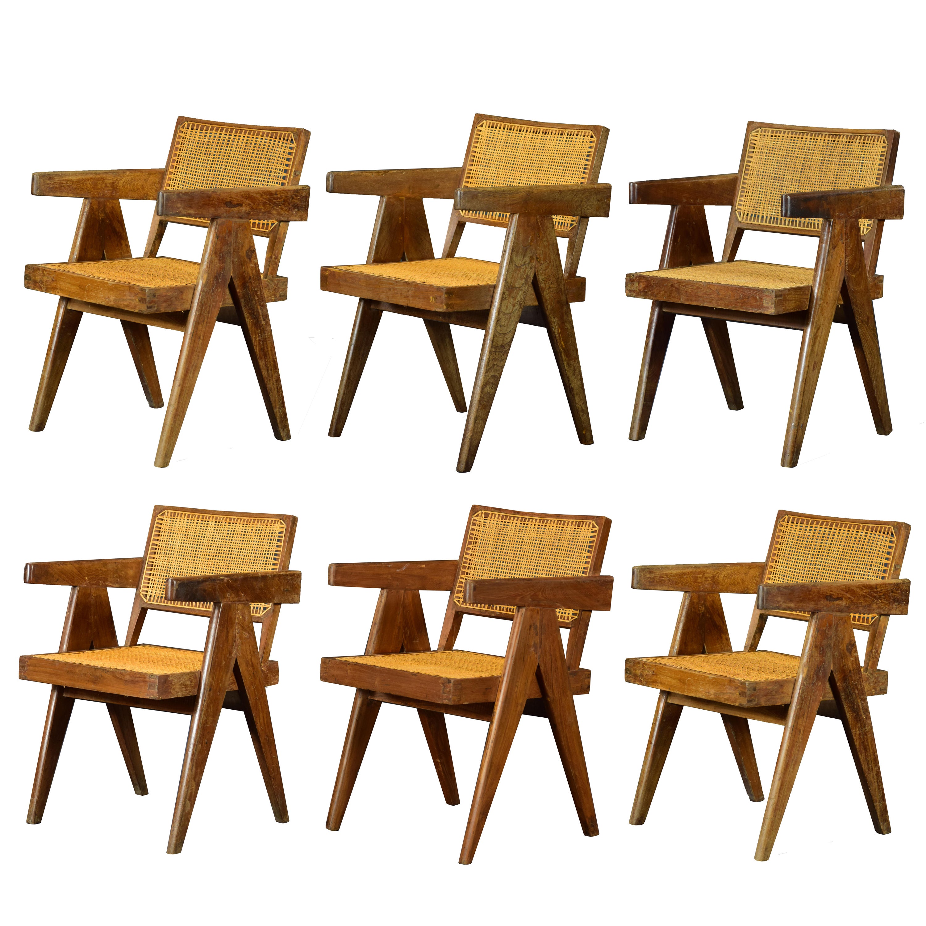 Pierre Jeanneret PJ-SI-28-B Set of 6 Chairs / Authentic Mid-Century Modern