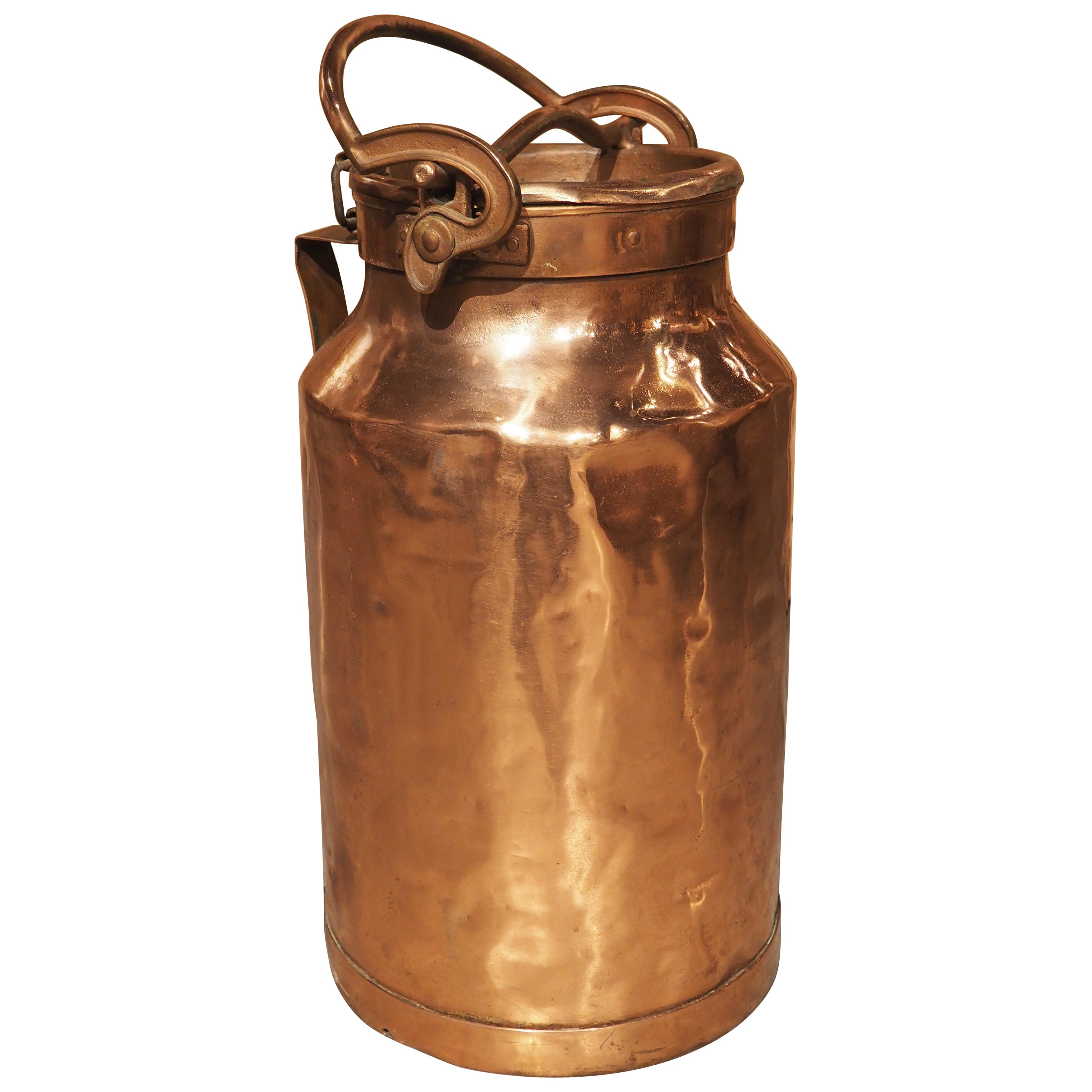 Antique French Polished Copper Milk Container, circa 1890