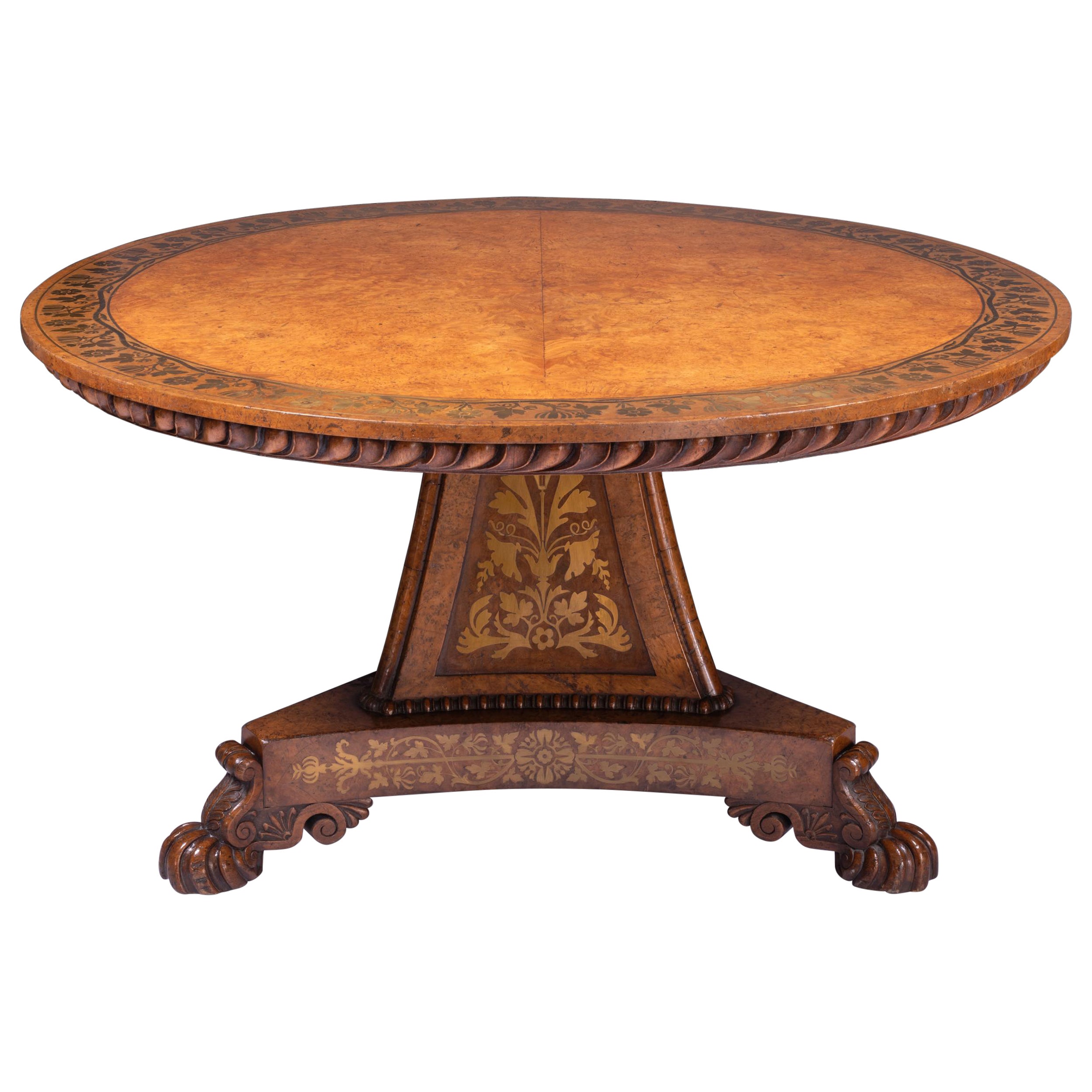 Table centrale en chêne ronce George IV