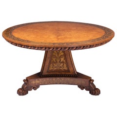 Antique George IV Burr Oak Center Table