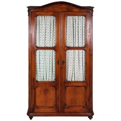 Antique Rustic Fir Wardrobe with Curtains