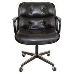 Knoll Pollock Executive Chair reupholstered in Italian Leather, Matte Black