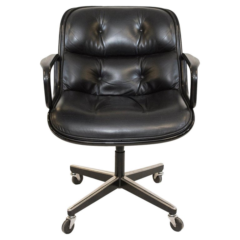 Knoll Pollock Executive Chair reupholstered in Italian Leather, Matte