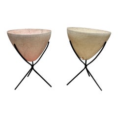 1950s Modern Kimball Aged Fiberglass Bullet Cone Planter Set