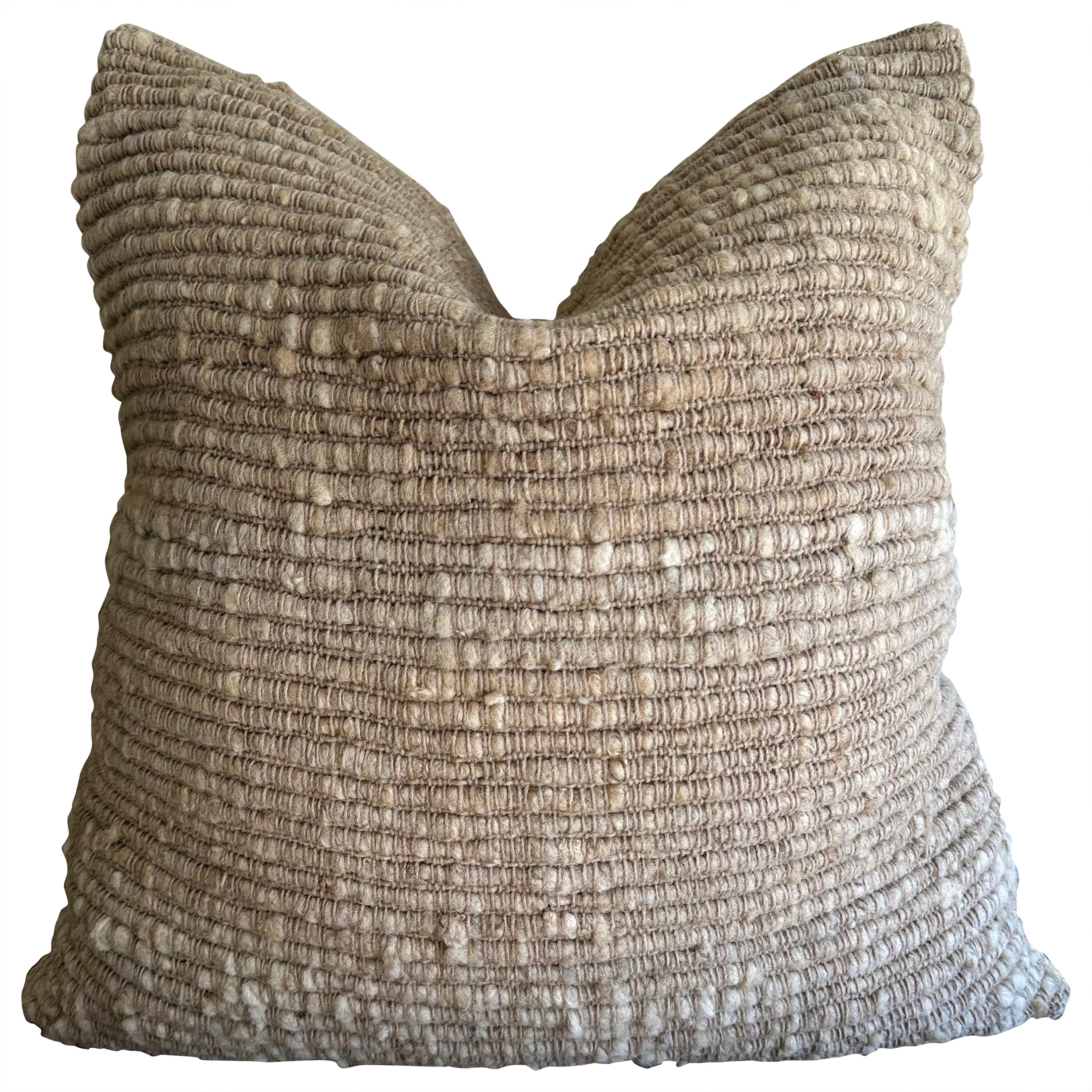 Villa Hand Made Wool Pillow with Down Feather Insert For Sale