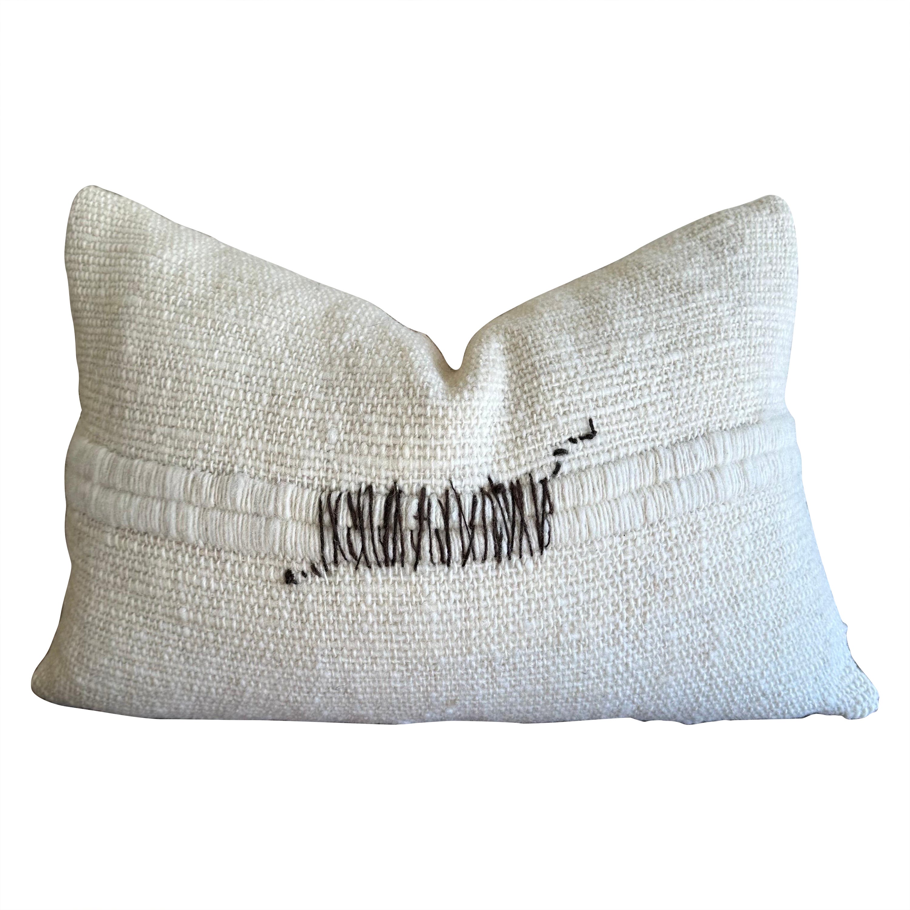 Nikko Hand Made Wool Pillow with Zig Zag Stitching For Sale
