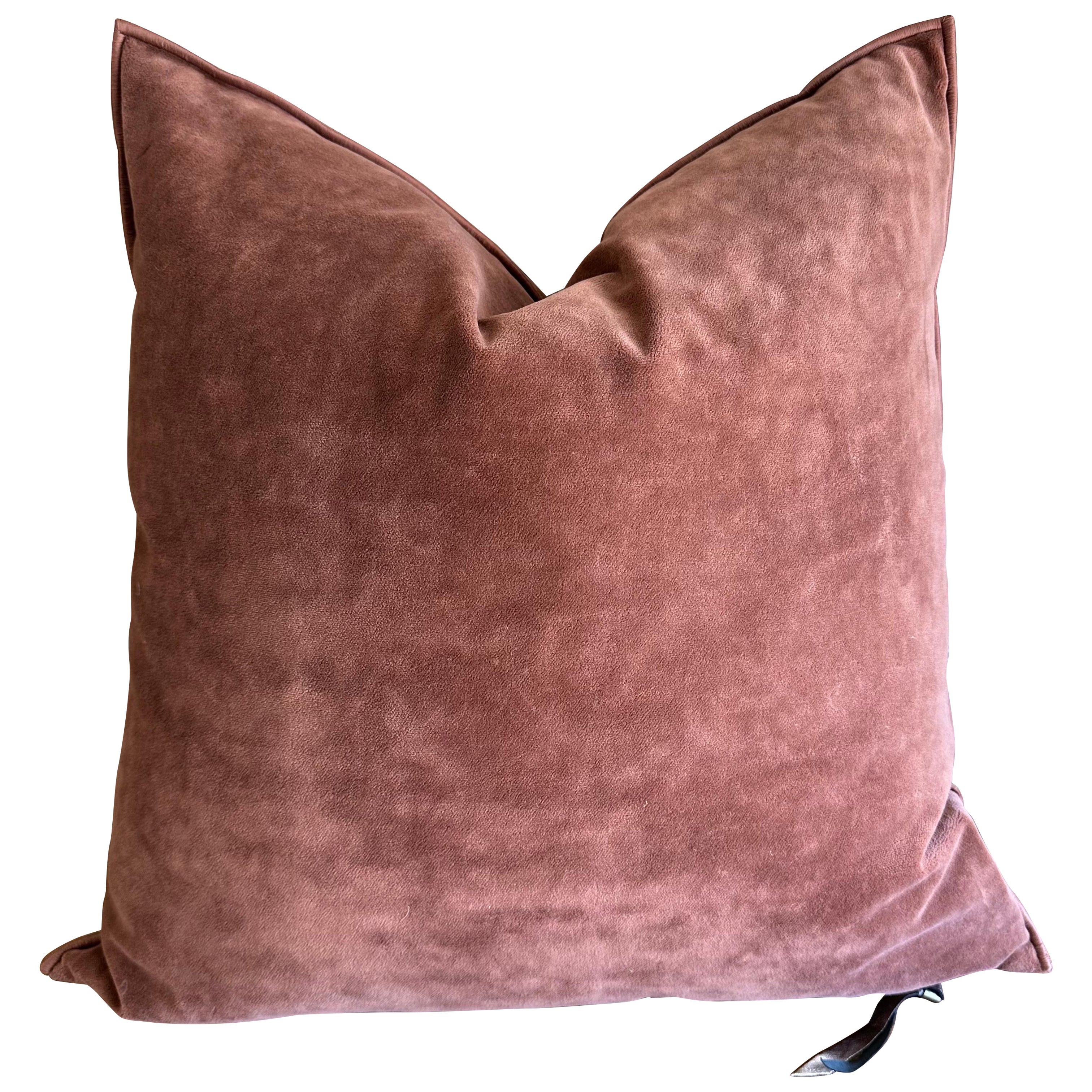 European Vintage Velvet Accent Pillow with Down Feather Insert For Sale