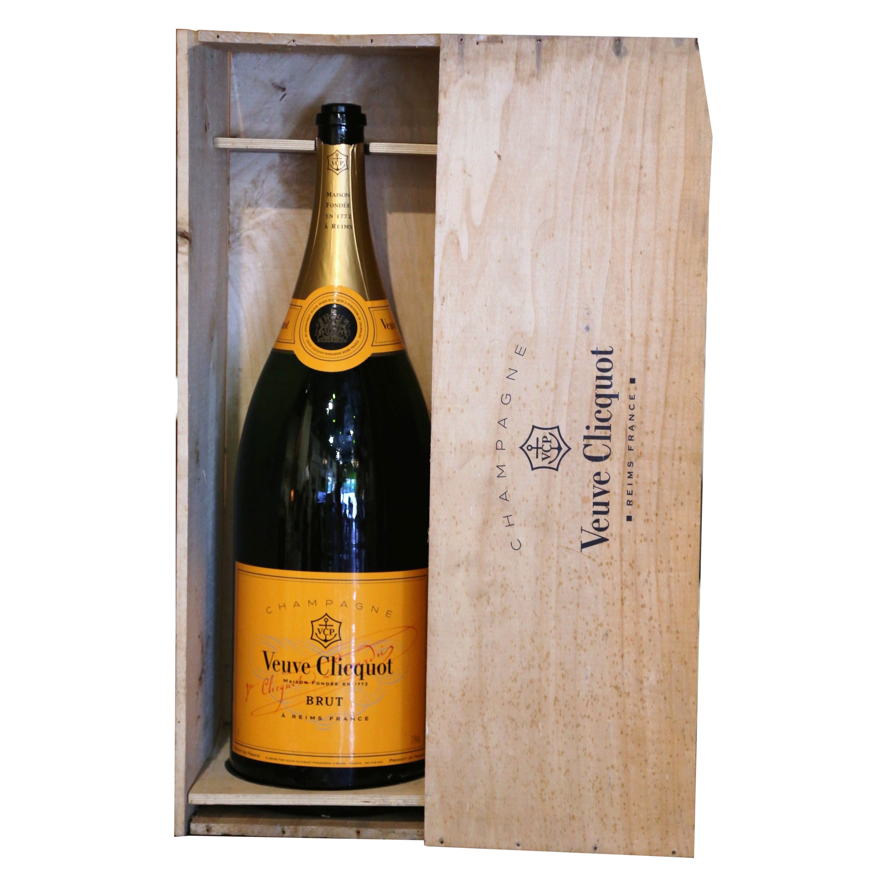 Vintage French Balthazar "Veuve Clicquot" Champagne Bottle in Original Box For Sale