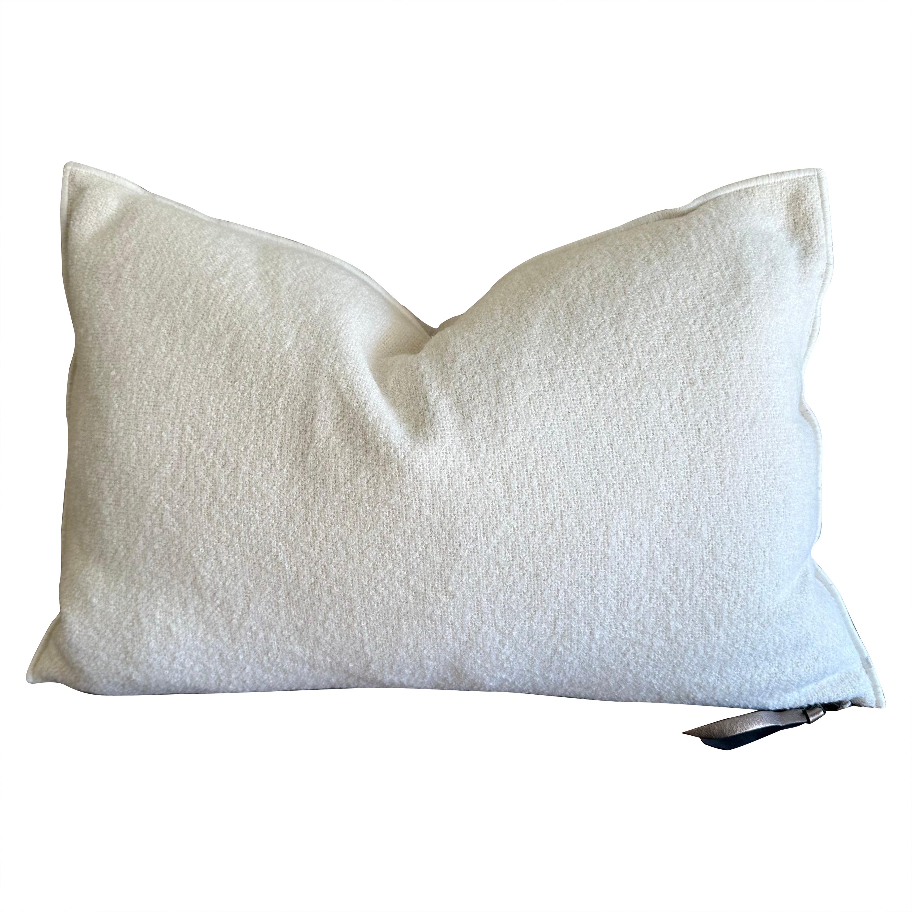 Bouclette French Wool Accent Pillow with Down Feather Insert For Sale