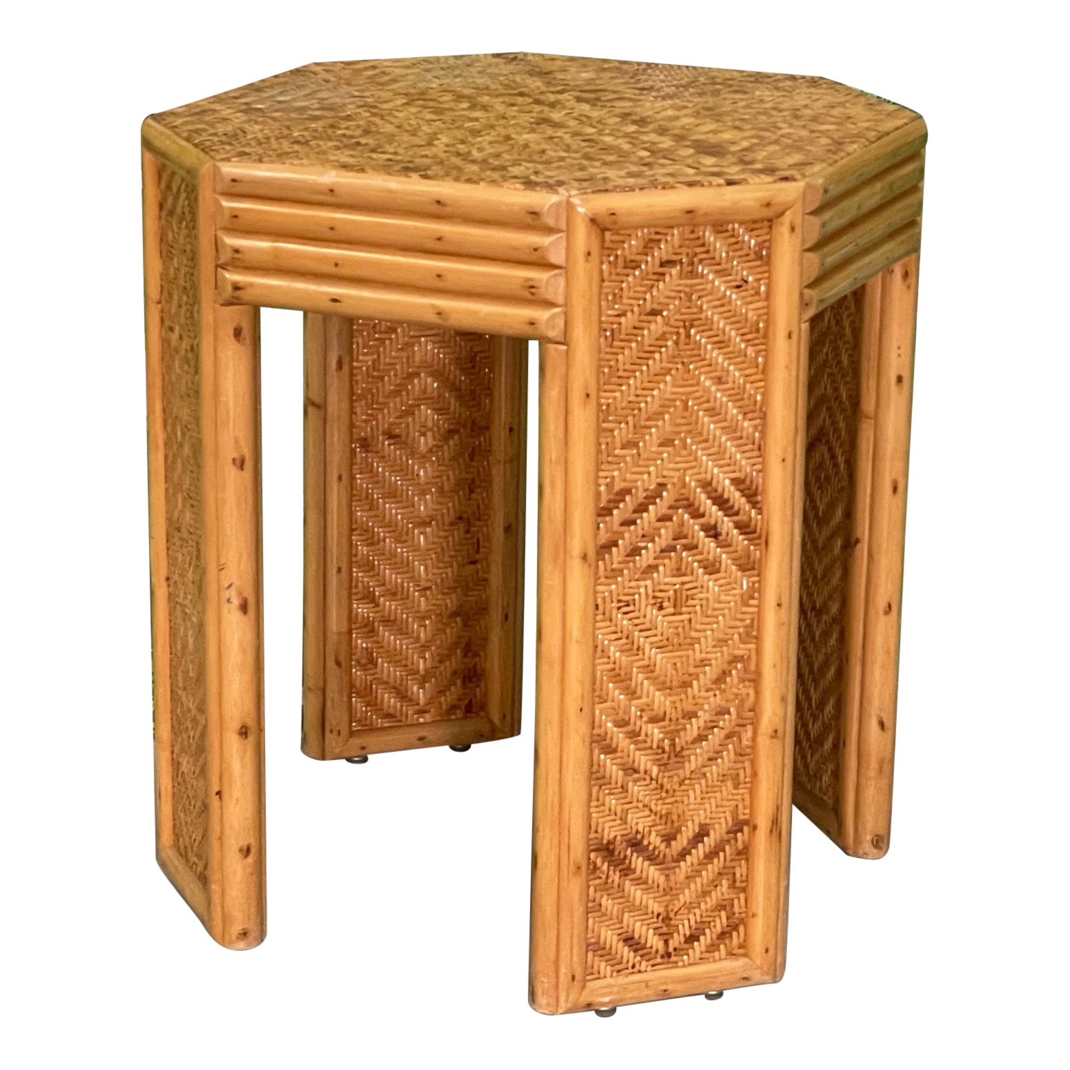 Rattan and Wicker Organic Modern Dining Table Base For Sale