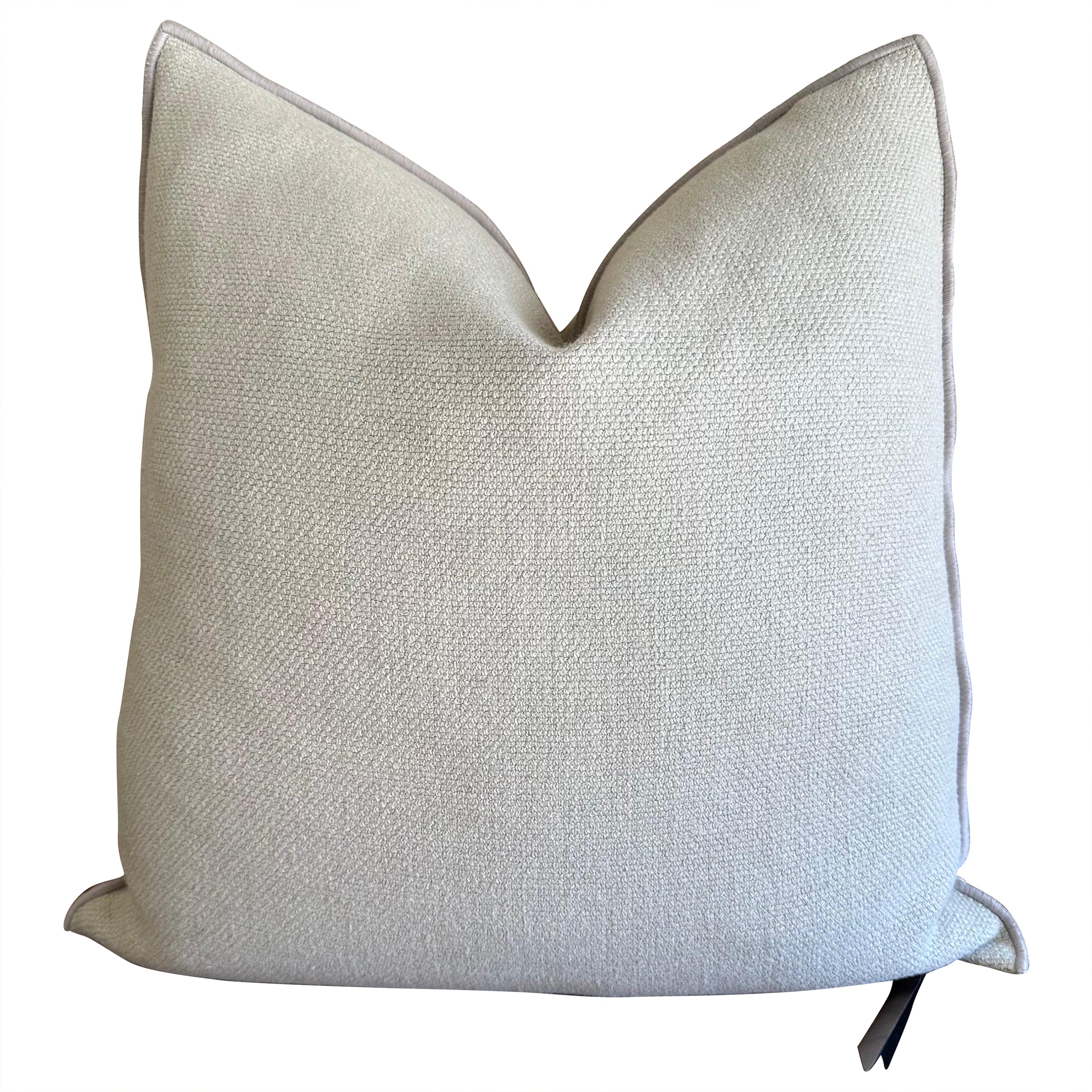Fromentera French Linen Accent Pillow in Ciment with Down Insert For Sale
