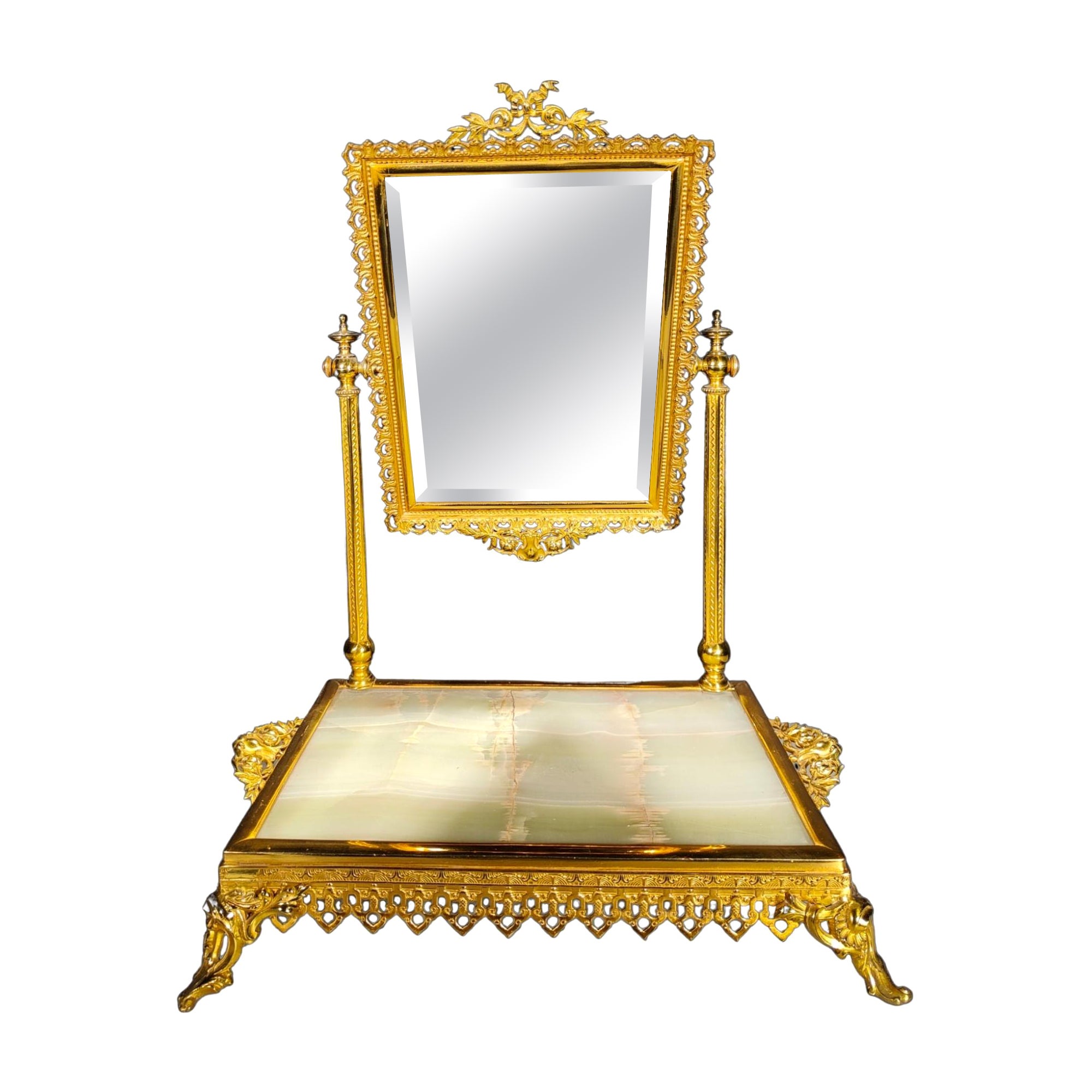 Table de coiffeuse élégante avec miroir de table 19ème siècle en vente