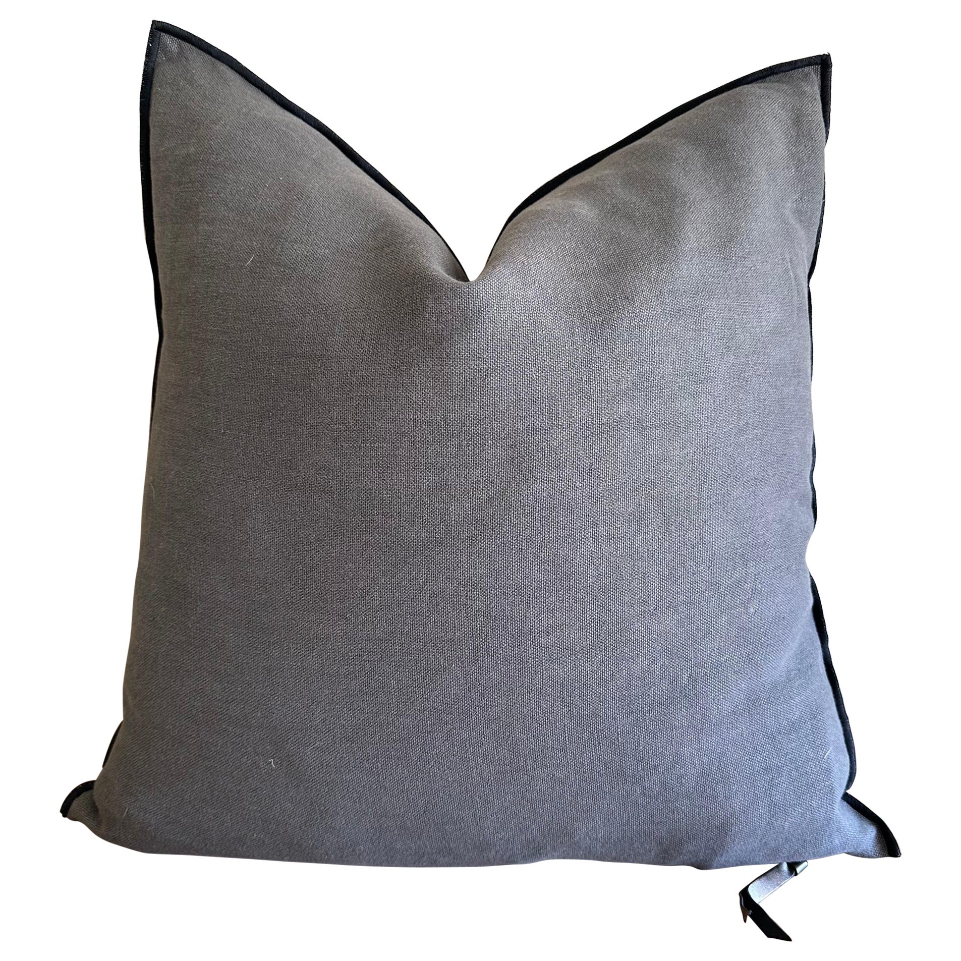 Stone Washed French Linen Accent Pillow in Castor For Sale