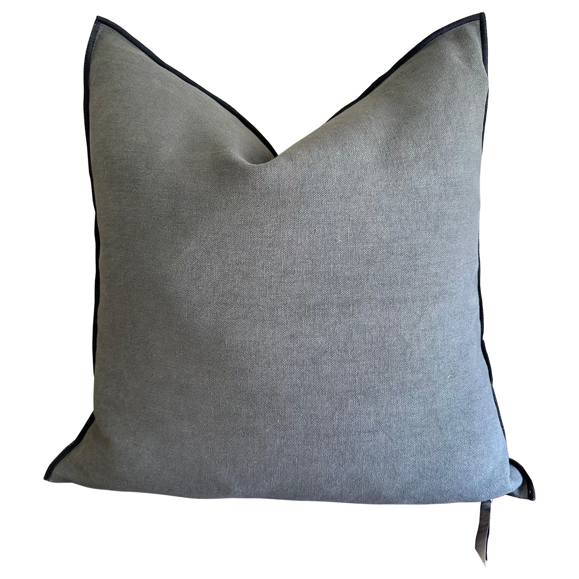 Stone Washed French Linen Accent Pillow in Crocodile For Sale