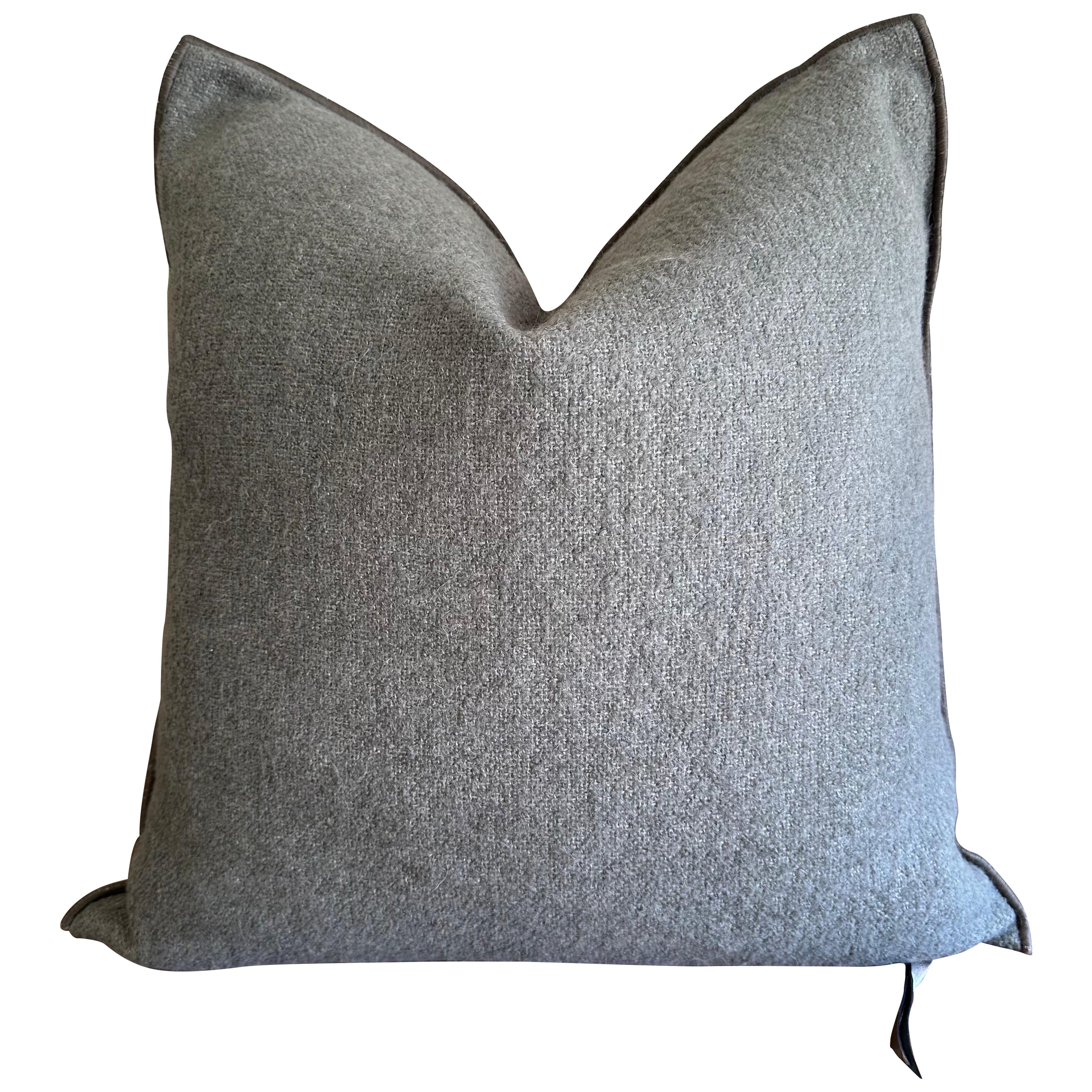 Bouclette French Wool Accent Pillow with Down Insert For Sale