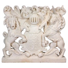 18th C, Style Stone Armorial Heraldic Crest Sculpture, Royal Coat of Arms