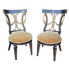 Paire de chaises de style Régence en bois doré et mohair de Randy Esada Designs pour Prospr