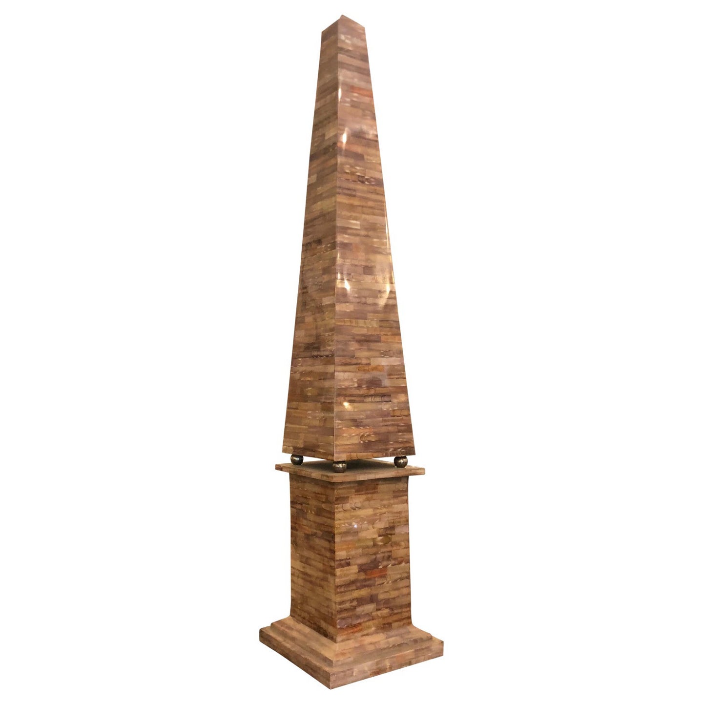 Vintage Neoclassical Marble Veneer Obelisk For Sale