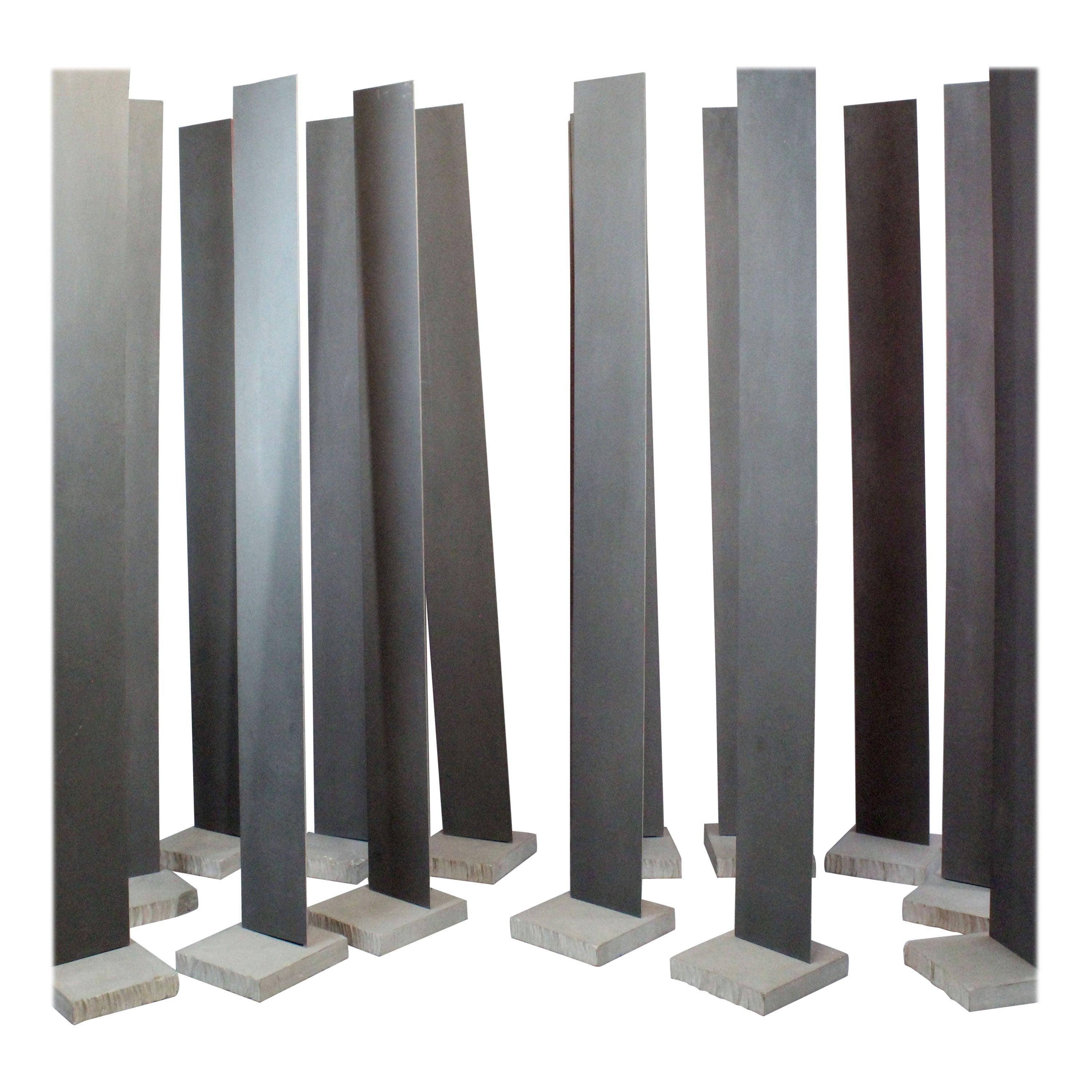 A Pirri, Installation 'cure', Steel Blades On Cement Pedestals, 20th Century For Sale