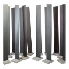 Modern Sculpture in Steel Blades on Cement Pedestals, 20th Century