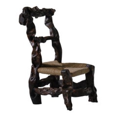 Skulpturaler Beistellstuhl aus Weinrebenholz, Italien, 1970er Jahre