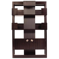 Contemporary Chester Bookcase or Shelving Unit in Oak or Walnut with Bronze 