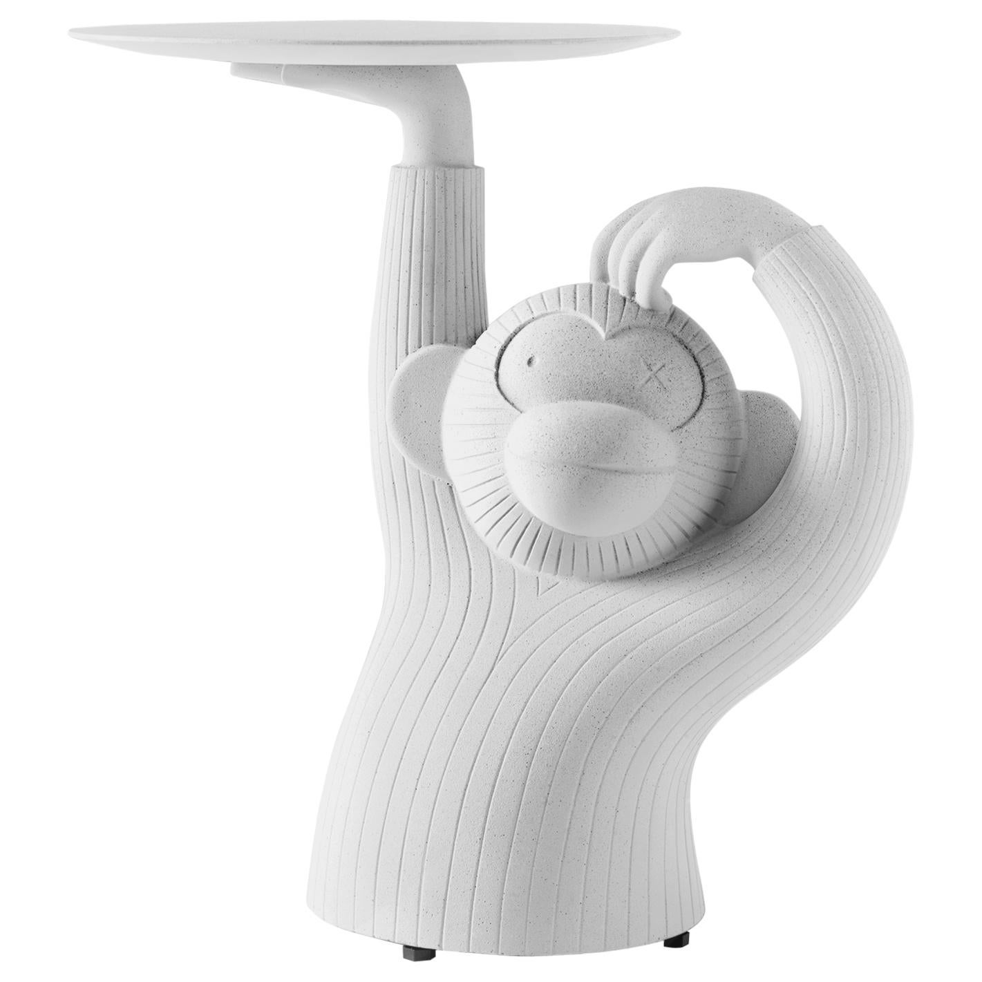 Contemporary Outdoor / Indoor White Concrete Monkey Side Table by Jaime Hayon