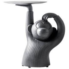 Contemporary Indoor Glide Black Concrete Monkey Side Table by Jaime Hayon 