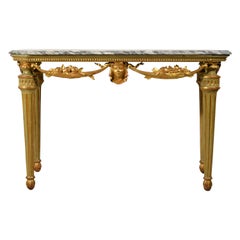 18th century, Italian Neoclassical Lacquered and Gilt Wood Console Table 