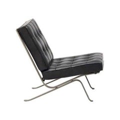 RH-301 Bauhaus Leather Tufted Lounge Chair with Steel Legs by Robert Haussmann