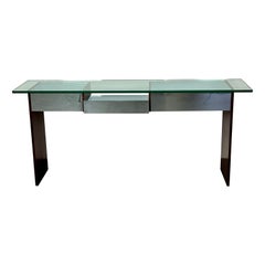 Mid-Century Modern Directional Chrome and Rosewood Console Table, Glass