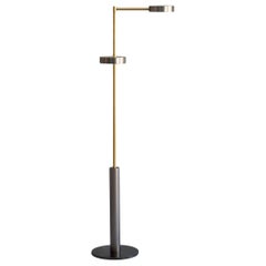 Brass "Two Cylinders" Floor Lamp, Square in Circle