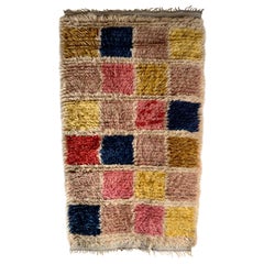 Mid-Century Swedish Check Wool Rya Rug