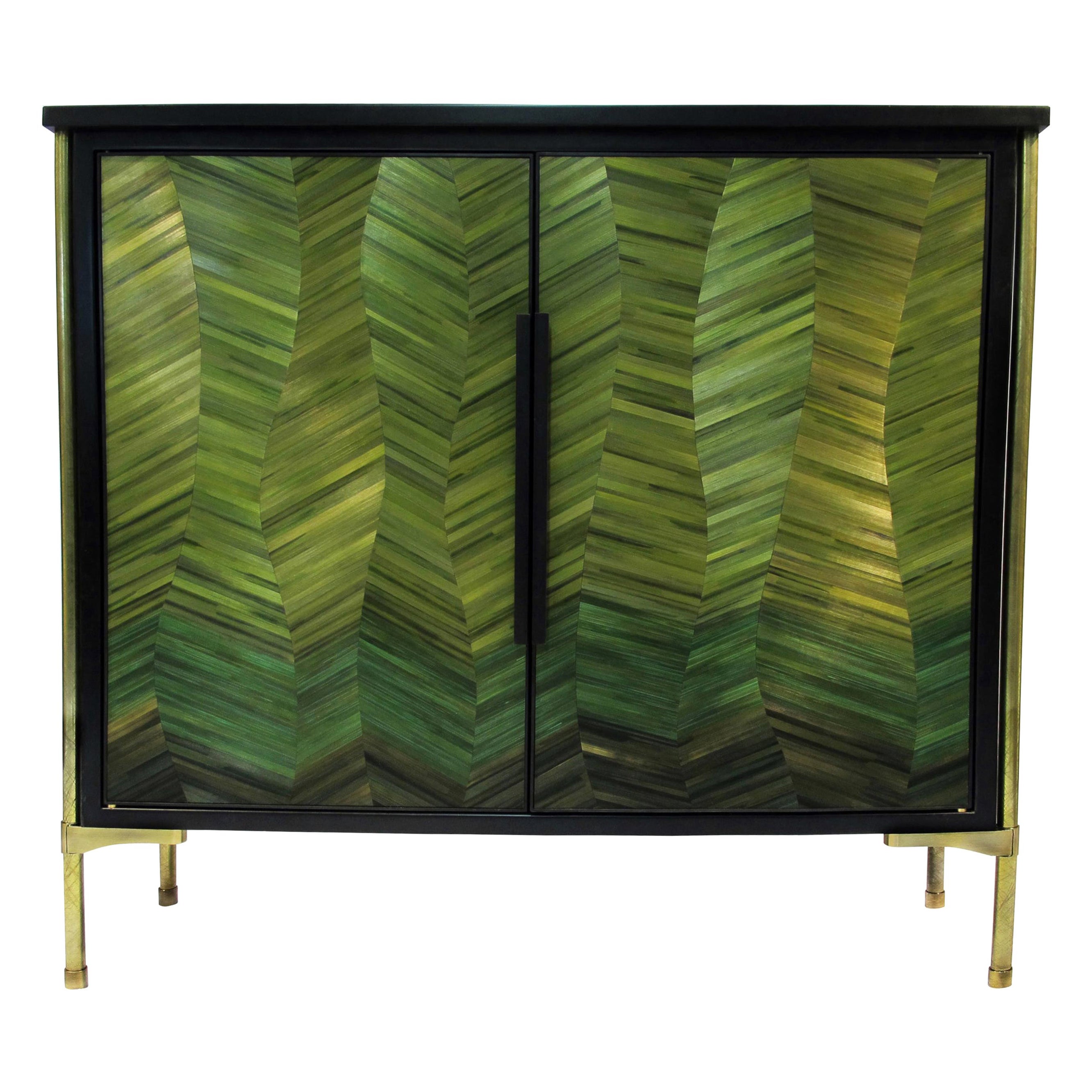 Cusco Sculpted Marquetry Cabinet, Signed by Stefan Leo